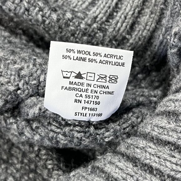 Frank + Oak Sweater Mens Medium Gray Wool Blend Cable Knit Crewneck Pullover - Picture 4 of 8